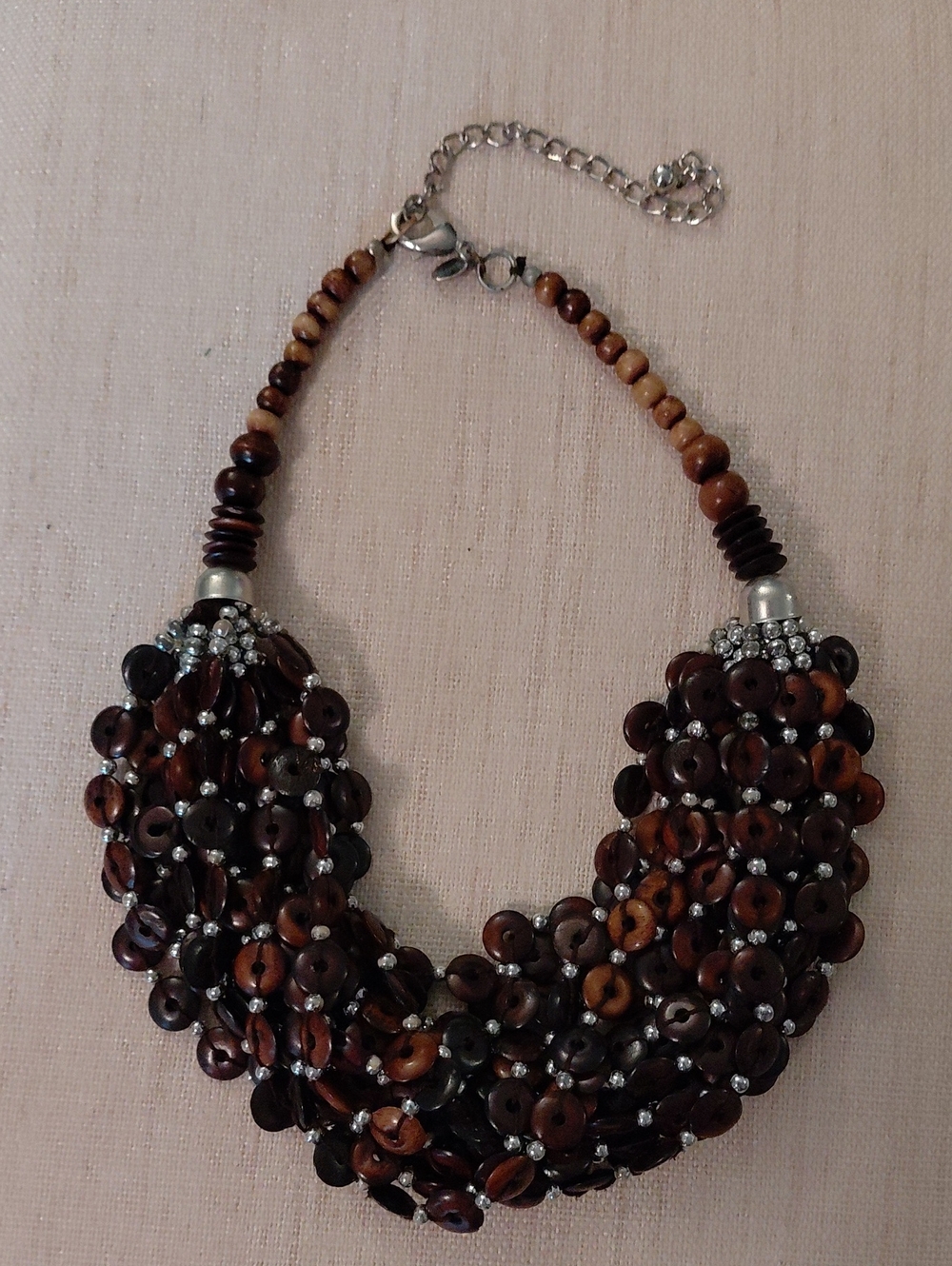 Chico's Brown Multi-Strand Bead Statement Necklace